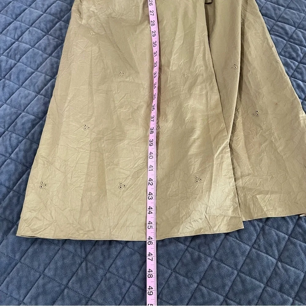 Coach Midi Dress Women’s 4 Eyelet Wrap Milkmaid Cottage Pockets Olive FF